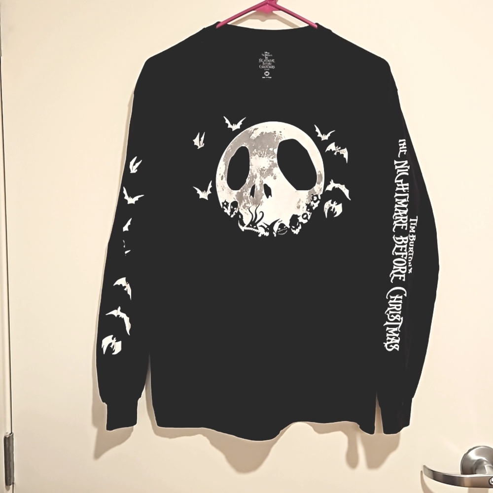 The Nightmare Before Christmas black graphic tee long sleeve UNISEX Disney - Picture 2 of 6